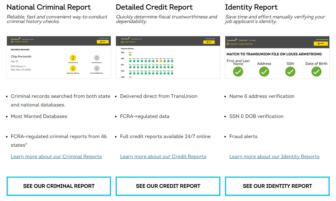 ShareAble For Hires background check reports
