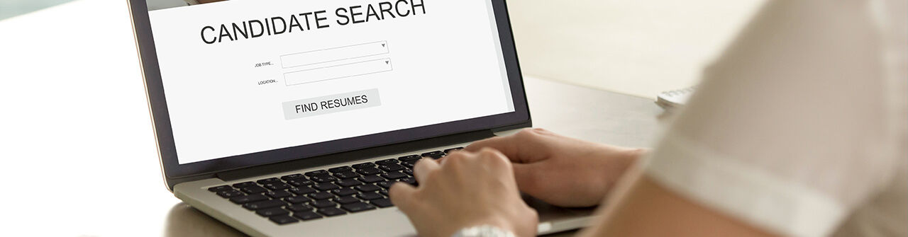 Job posting websites search engine on laptop 