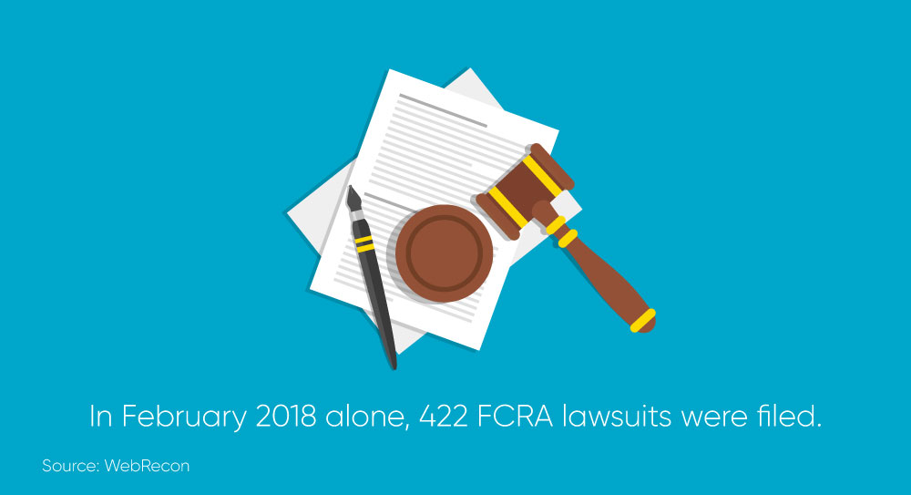 Image showing that in February 2018 alone, 422 FCRA lawsuits were filed.